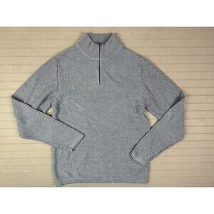 Flag & Anthem Size S Mens Sweater 1/4 Zipper Front Blue Long Sleeve Pullover